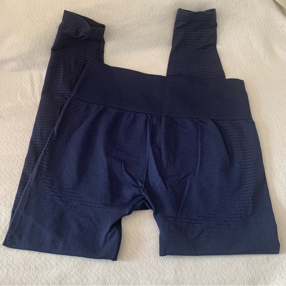 Women’s Medium GYMSHARK Heavy Blue Minimal Sports Bra Vital Seamless Legging Set - Picture 7 of 9